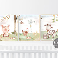 Nursery wall art animals, farm animals, farm nursery, nursery prints gender neutral, animals prints