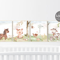 Nursery wall art animals, farm animals, farm nursery, nursery prints gender neutral, animals prints