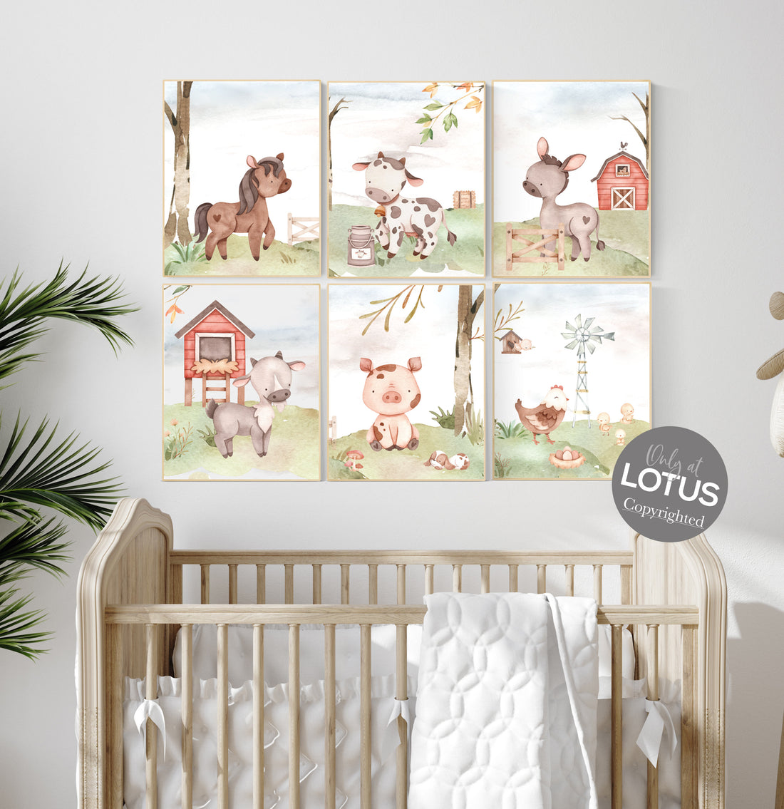 Nursery wall art animals, farm animals, farm nursery, nursery prints gender neutral
