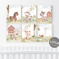 Nursery wall art animals, farm animals, farm nursery, nursery prints gender neutral