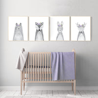 Nursery decor purple, animal nursery, Woodland nursery, lilac nursery, lavender nursery, nursery