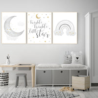 Nursery wall art grey, gray gold nursery, rainbow nursery, nursery decor neutral, gender neutral