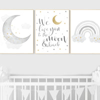 Nursery wall art grey, gray gold nursery, rainbow nursery, nursery decor neutral, gender neutral