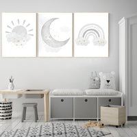 Nursery wall art grey, gray gold nursery, rainbow nursery, nursery decor neutral, gender neutral