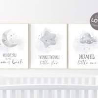 Nursery wall art grey, gray nursery, gender neutral nursery, baby room decor