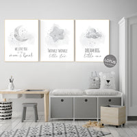 Nursery wall art grey, gray nursery, gender neutral nursery, baby room decor