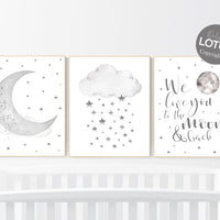 Nursery wall art grey, gray nursery, nursery decor neutral, baby room decor gender neutral