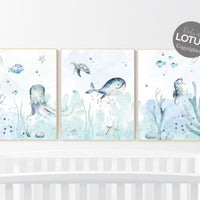 Nursery decor boy ocean, nursery wall art ocean, under the sea nursery, sea themed nursery