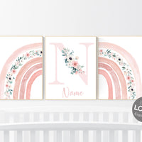 Nursery decor girl, rainbow nursery, blush pink, boho nursery, girl nursery wall art, floral nursery, blush nursery, flower nursery
