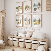 Camping prints, camp animals, woodland animals, gender neutral, Camping nursery, camp nursery, Adventure Nursery Decor, travel nursery