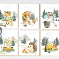 Camping prints, camp animals, woodland animals, gender neutral, Camping nursery, camp nursery, Adventure Nursery Decor, travel nursery