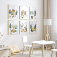 Camping prints, camp animals, woodland animals, gender neutral, Camping nursery, camp nursery, Adventure Nursery Decor, travel nursery