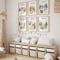 Camping prints, camp animals, woodland animals, gender neutral, Camping nursery, camp nursery, Adventure Nursery Decor, travel nursery