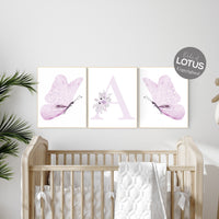 Nursery decor girl lavender, butterfly, nursery decor girl name, lilac Butterfly