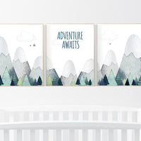 Nursery decor boy mountain, adventure nursery, adventure theme nursery, woodland, gender neutral