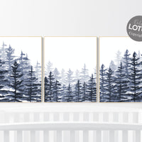 Navy nursery, woodland nursery, adventure theme nursery, forest nursery
