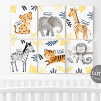 Safari nursery decor, nursery wall art animals, safari nursery, yellow nursery