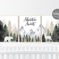 Nursery decor woodland, mountain wall art, tree nursery decor, adventure theme nursery