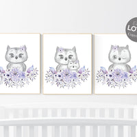 Owl nursery decor, boho decor for nursery, purple nursery