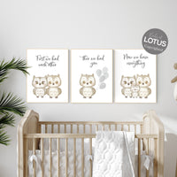 Owl nursery wall art, grey nursery, first we had each other then we had you
