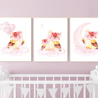 Nursery decor girl owl, nursery wall decor pink, owl nursery art, nursery wall art, owls nursery art