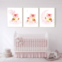 Nursery decor girl owl, nursery wall decor pink, owl nursery art, nursery wall art, owls nursery art