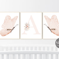 Nursery decor girl butterflies, peach nursery, Butterfly Nursery Art