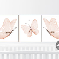 Nursery decor girl butterfly, peach nursery, Butterfly Nursery Art, Girl Nursery Art