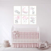 Girl nursery decor, pink gray, nursery decor girl elephant, Nursery decor elephant, girl room ideas