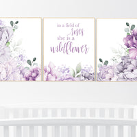 Nursery decor girl purple, floral nursery, flower, peony, In a field of roses she is a wildflower