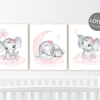 Nursery wall art girl elephant, pink and grey, nursery decor girl pink, pink nursery, girl nursery