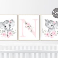 Nursery decor girl elephant, nursery decor girl flower, nursery decor girl floral