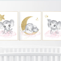 Nursery decor girl, pink gold nursery prints, girl nursery decor, pink elephant nursery prints, girl nursery ideas, girl nursery wall decor, nursery wall art girl, baby girl elephant nursery decor, pink and gold nursery art, girl nursery themes