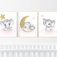 Nursery decor girl, pink gold nursery prints, girl nursery decor, pink elephant nursery prints, girl nursery ideas, girl nursery wall decor, nursery wall art girl