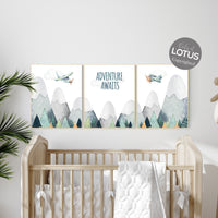 Nursery decor boy mountain, adventure nursery, travel theme nursery, woodland