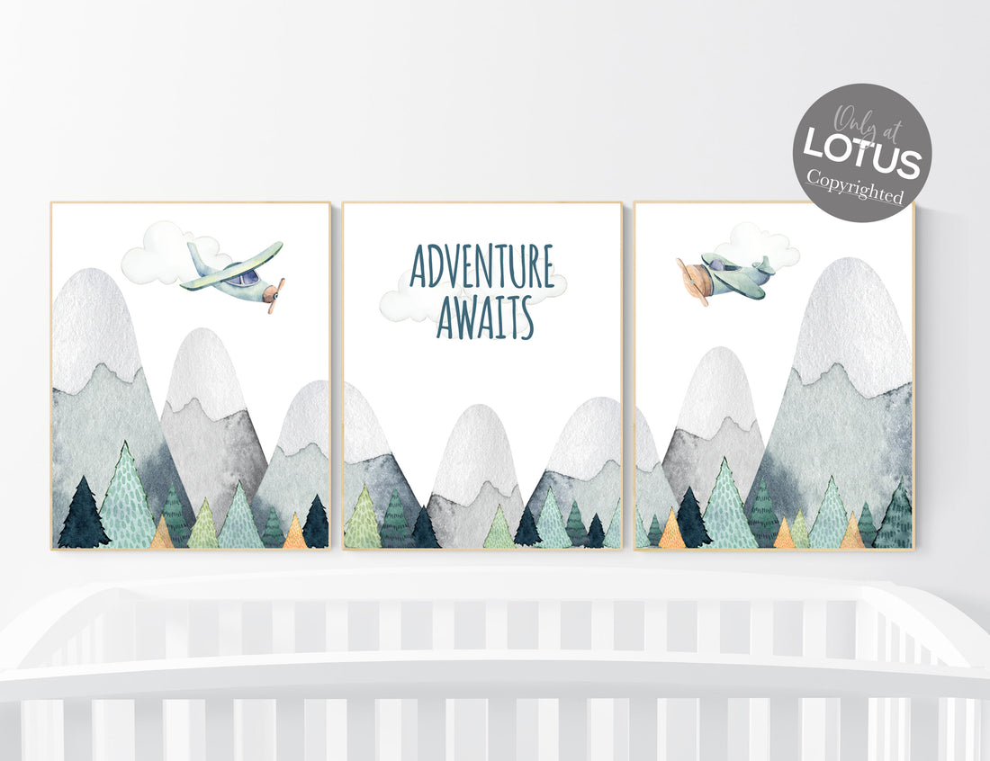 Nursery decor boy mountain, adventure nursery, travel theme nursery, woodland