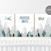 Nursery decor boy mountain, adventure nursery, travel theme nursery, woodland