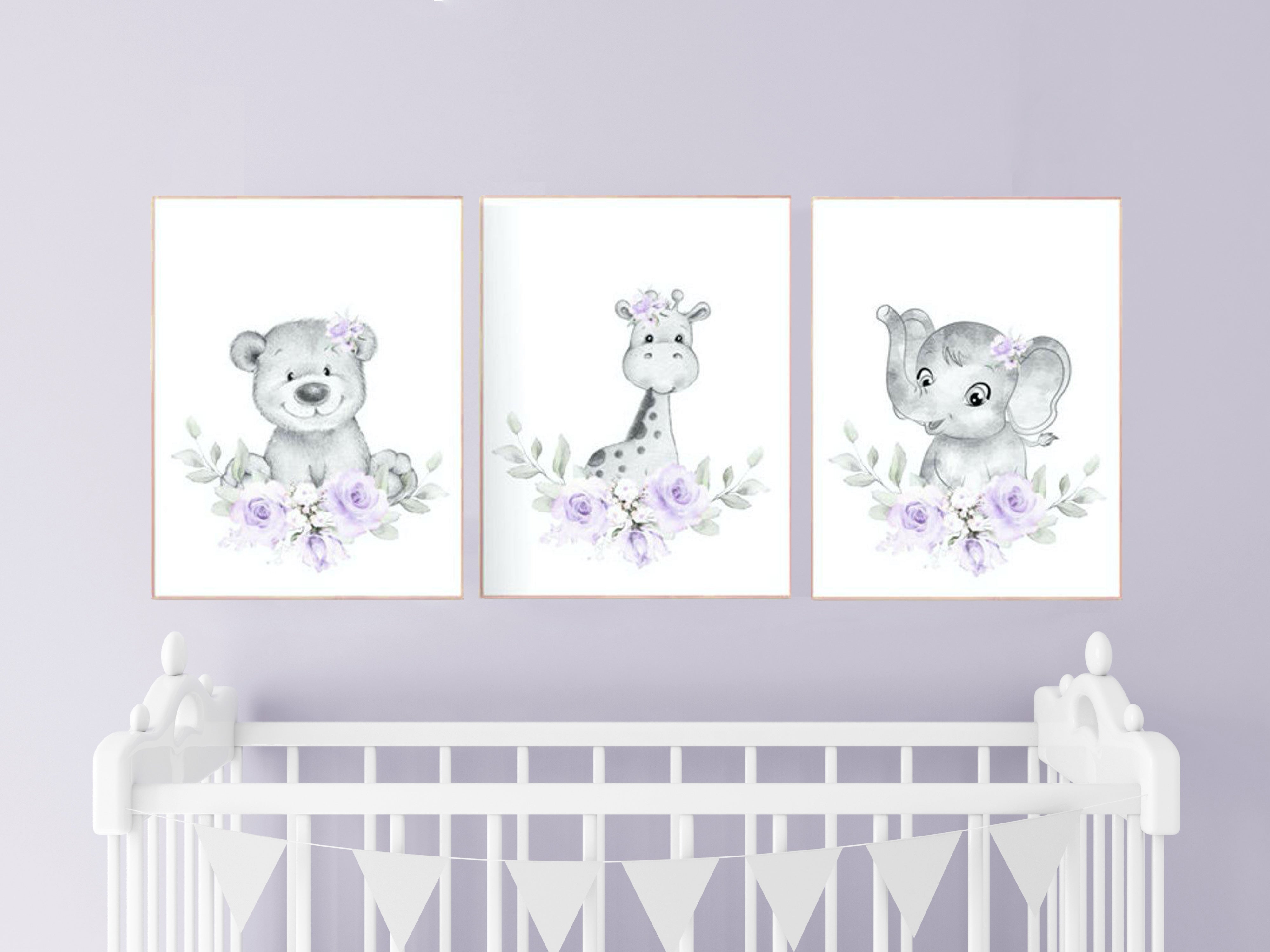 Purple floral nursery sales decor