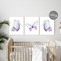 Nursery decor girl butterfly, purple mint, Butterfly Nursery Art, Butterfly Nursery