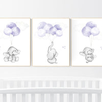 Elephant nursery decor, purple nursery, nursery decor girl purple, lavender, lilac