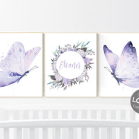 Nursery decor girl butterfly, nursery decor purple, nursery decor girl lilac