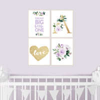 Nursery decor purple, floral nursery, flower , Nursery decor girl name, purple gold, lavender, lilac