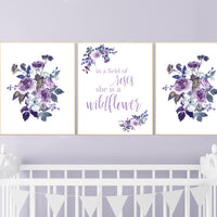 Nursery decor girl purple, burgundy, nursery decor floral, in a field of roses she is a wildflower