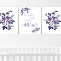 Nursery decor girl purple, burgundy, nursery decor floral, in a field of roses she is a wildflower