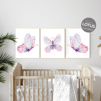 Nursery decor girl butterfly, purple pink, Butterfly Nursery Art, Girl Nursery Art
