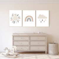 Nursery decor rainbow, gender neutral, Rainbow Wall Art, rainbow Print Set, Cloud Rainbow Sun