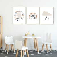 Nursery decor rainbow, gender neutral, Rainbow Wall Art, rainbow Print Set, Cloud Rainbow Sun