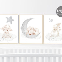 Sheep nursery decor, Gray nursery decor, nursery decor lambs, gender neutral nursery