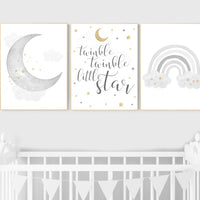 Nursery wall art grey, gray gold nursery, rainbow nursery, nursery decor neutral, gender neutral