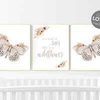 Boho Nursery, Wildflower Nursery Decor, butterfly nursery, Floral Nursery, Girl Nursery Decor